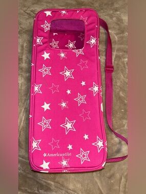 American Girl Pink Star Carrying Case with Handle, Adjustable Strap, 3 Compartm